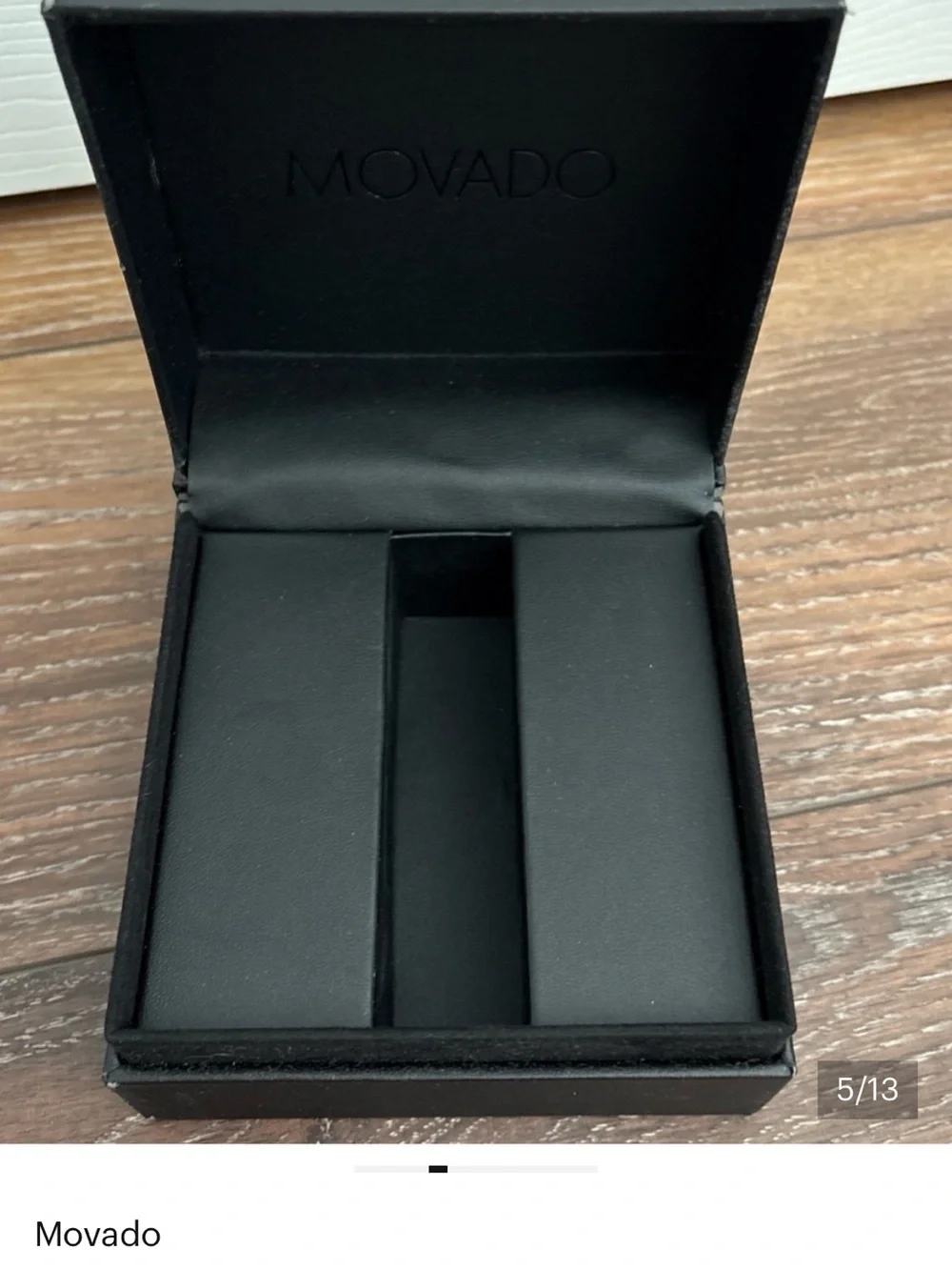 🔥NEW-Movado Women’s Black Dial Silver-Tone Case Leather Watch